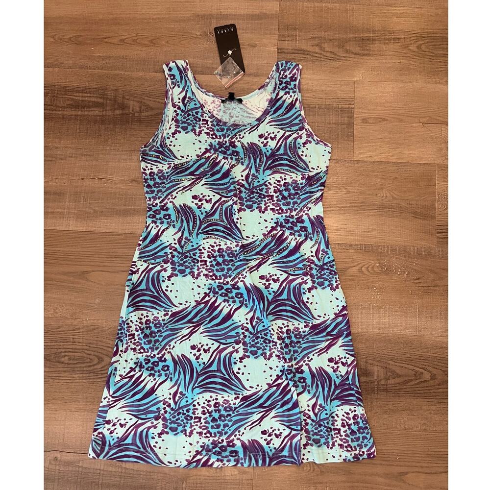 NWT Nikky Collection Beachy Animal Print Sequin & Beaded Dress
